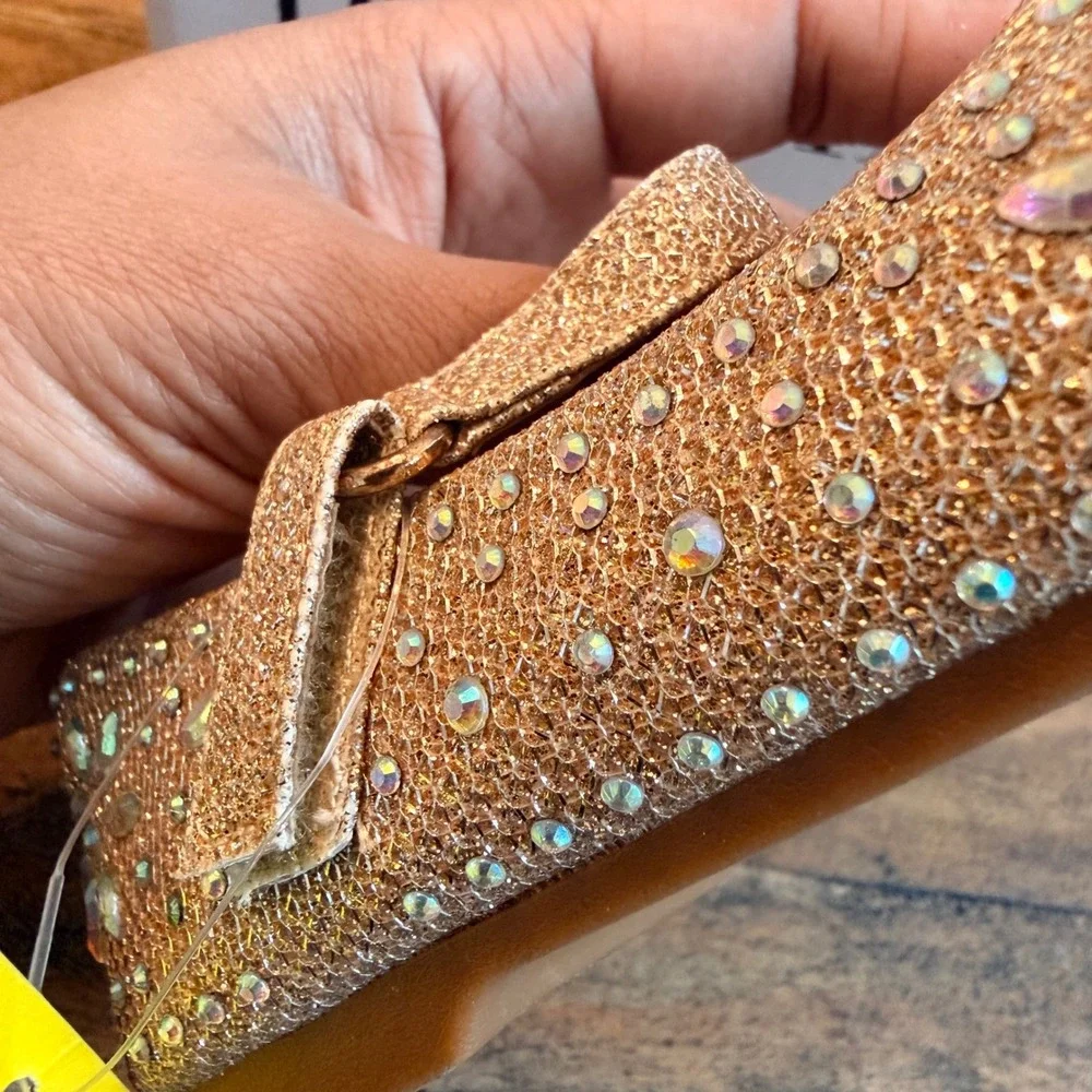 Dream Pairs Kids Gold Glitter Rhinestone Mary Jane Dress Shoe Size 8 Flower Girl